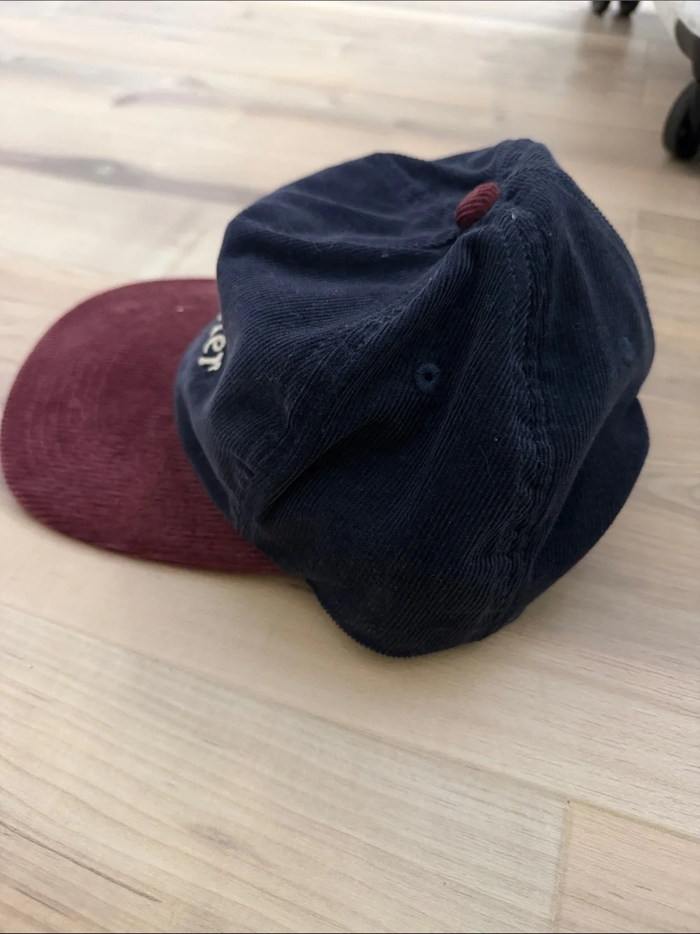 Howler Bros maroon and navy velour ribbed hat